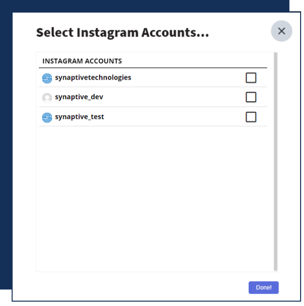 在Hootsuite仪表板中选择Instagram账户
