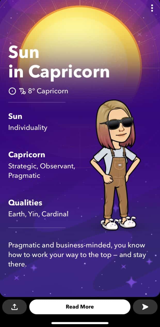 定制生成的Snapchat占星术在摩ri座中显示阳光